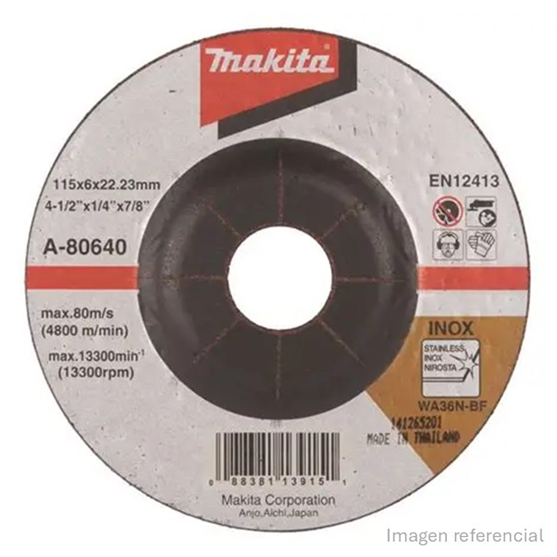Disco Rectificador Para Acero Inoxidable 115x6x22 Makita 1