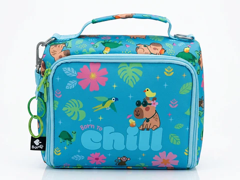 Lancheira Térmica Infantil Capivara "Born to Chill" – Bolsa Isotérmica com Alça e Correia Ajustável