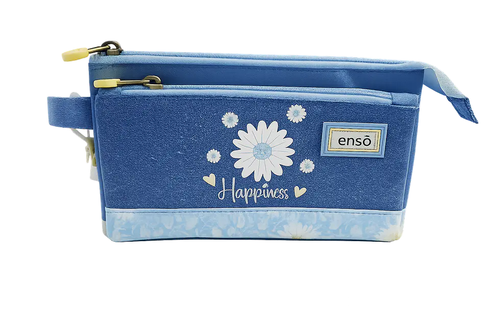 Estojo Triplo Enso Happiness Azul com Margaridas 1