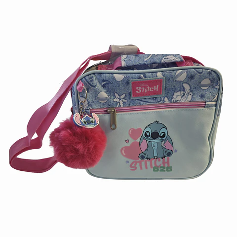 Bolsa Tiracolo Stitch Disney com Pompom Rosa