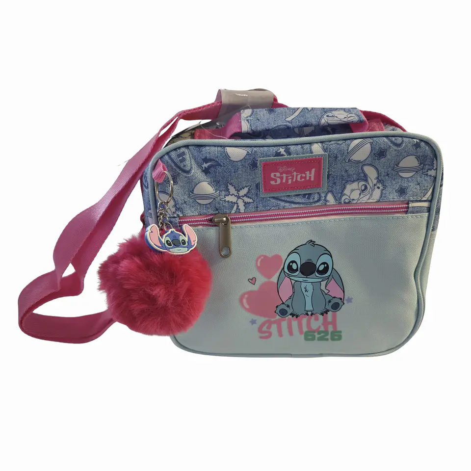 Bolsa Tiracolo Stitch Disney com Pompom Rosa 1