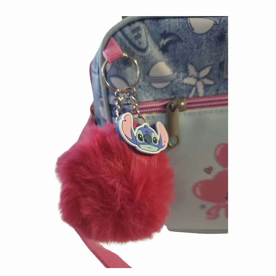 Bolsa Tiracolo Stitch Disney com Pompom Rosa 3