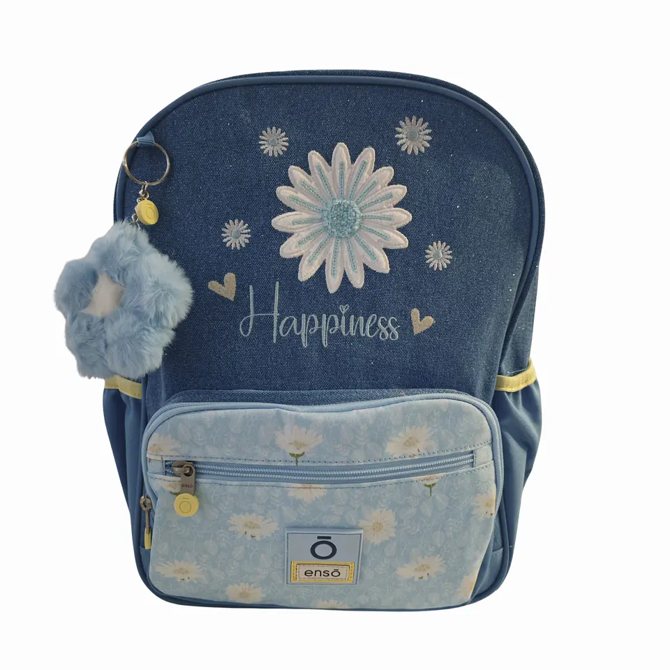 Mochila Infantil Enso Happiness Margaridas Azul – Conforto, Estilo e Organização para a Escola 1