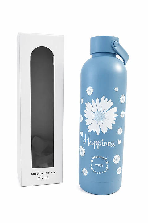 Garrafa Térmica Enso Happiness 500ml – Aço Inoxidável com Isolamento Térmico