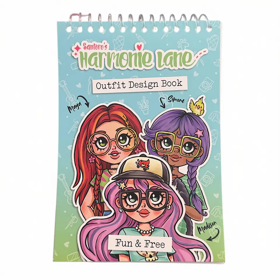 Caderno de Design de Roupas Santoro's Harmonie Lane – Outfit Design Book (Fun & Free) 1