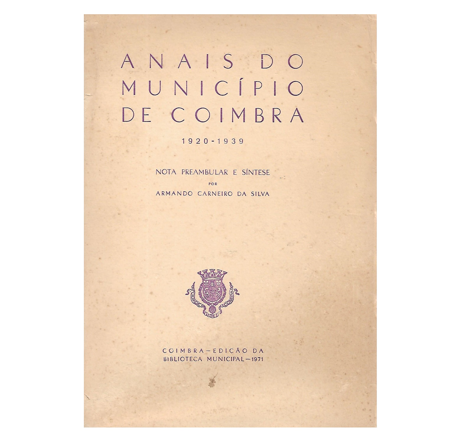 ANAIS DO MUNICÍPIO DE COIMBRA 1920-1939