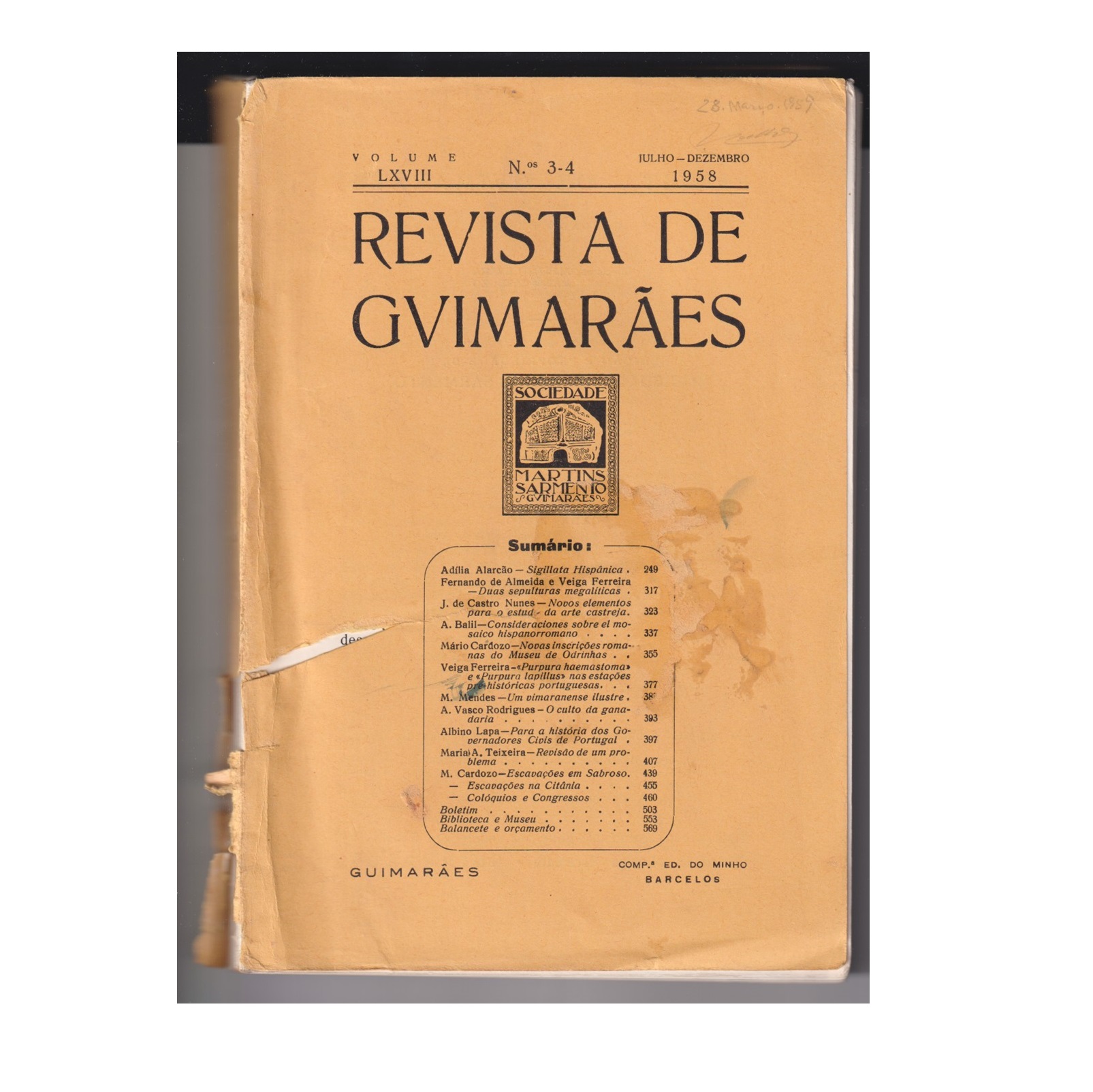 REVISTA DE GUIMARÃES. VOL. LXVIII. N.º 3-4, 1958