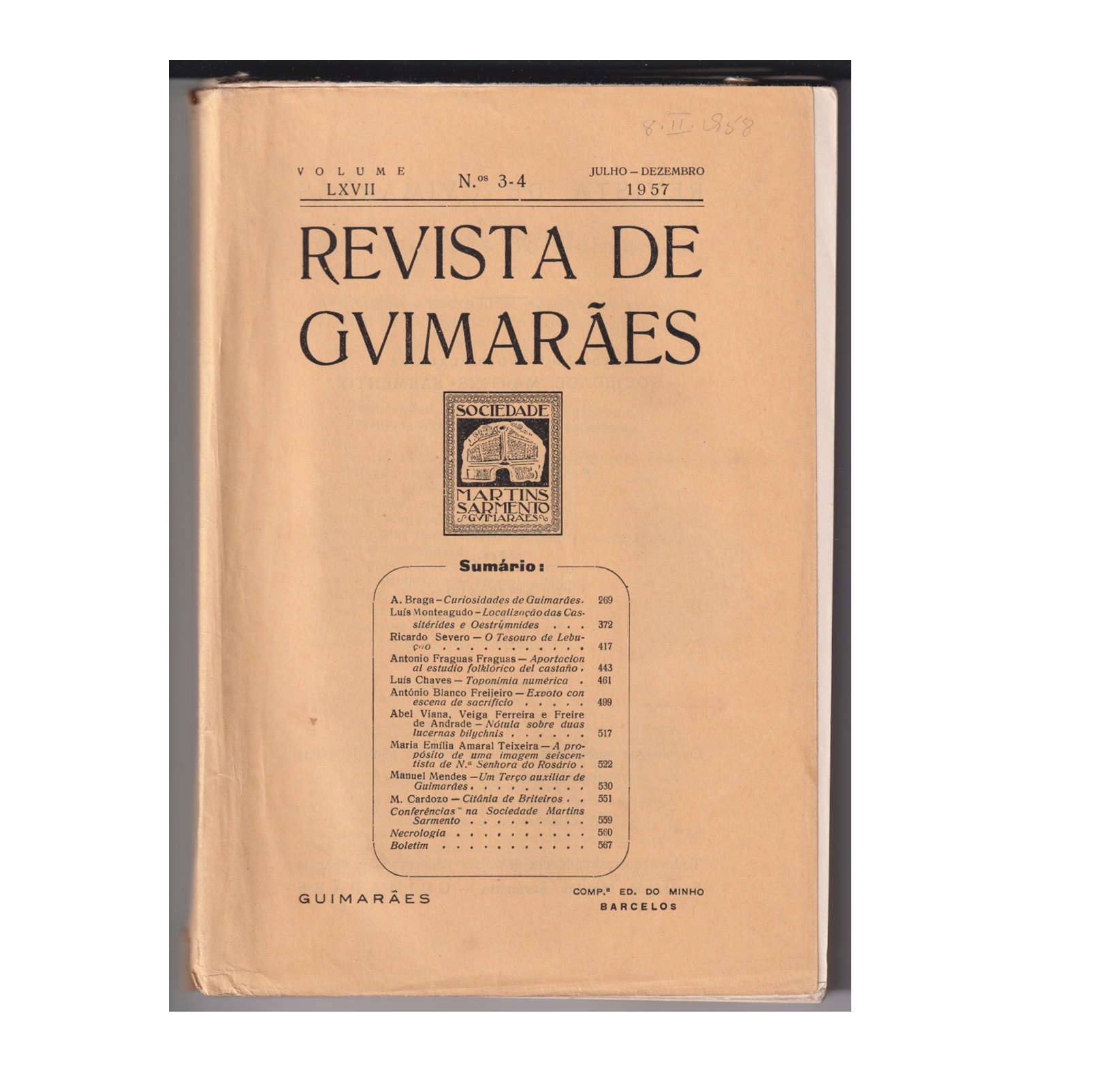 REVISTA DE GUIMARÃES. VOL. LXVII. N.º 3-4, 1957