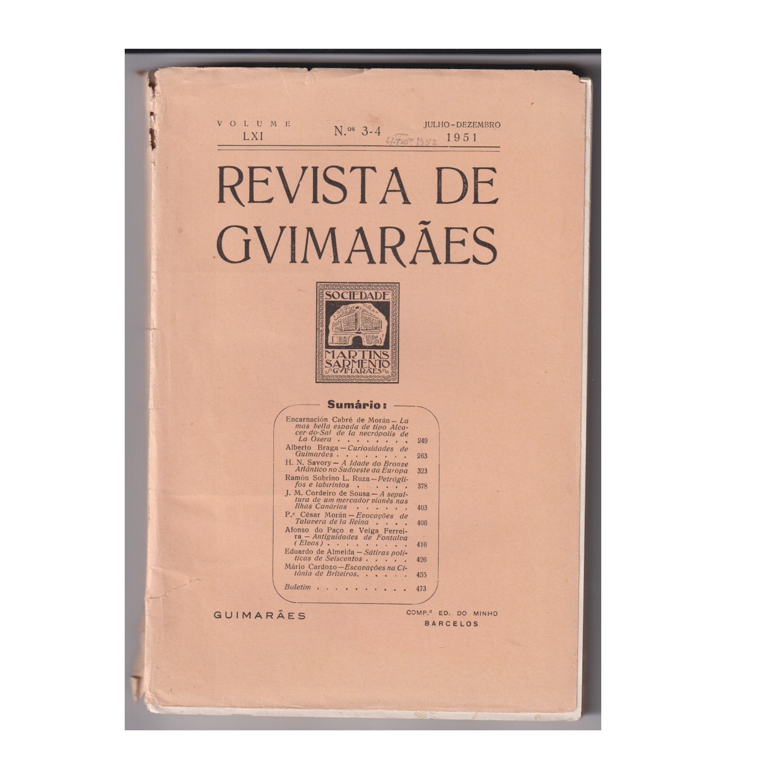 REVISTA DE GUIMARÃES. VOL. LXI. N.º 3-4, 1951