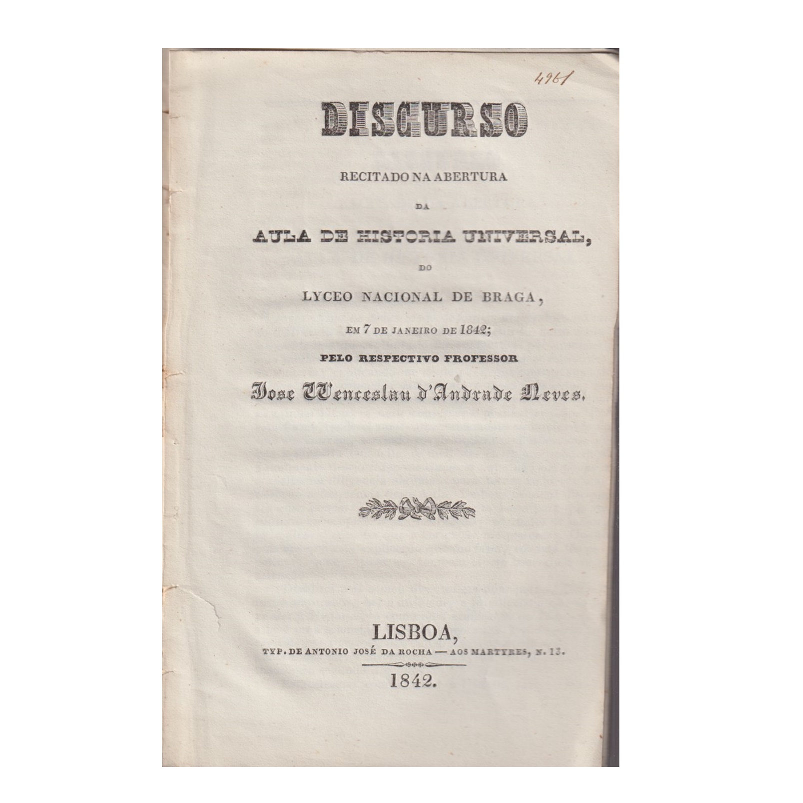 DISCURSO DE HISTÓRIA UNIVERSAL 1842