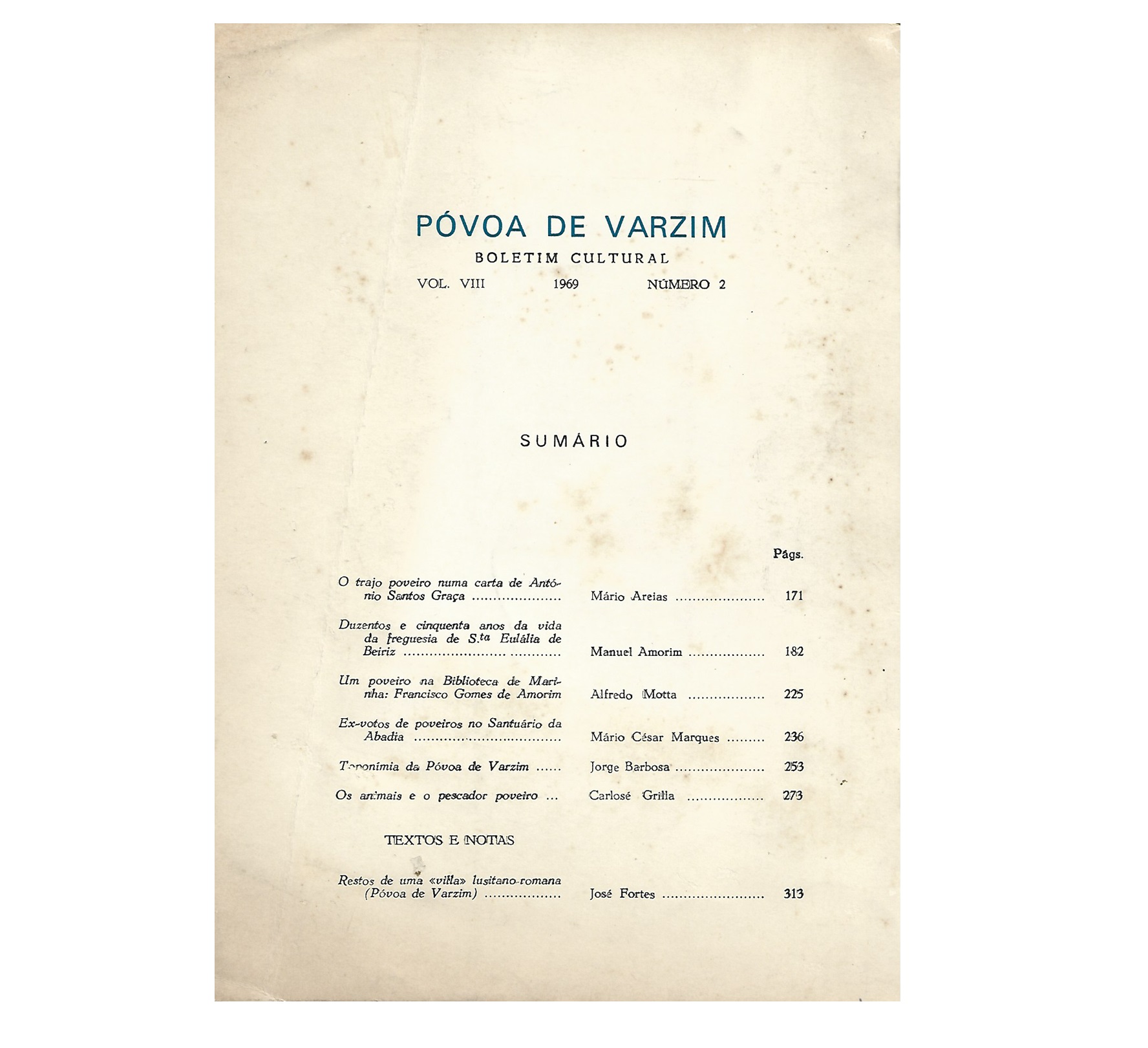PÓVOA DE VARZIM BOLETIM C. VOL. VIII N.º 2, 1969