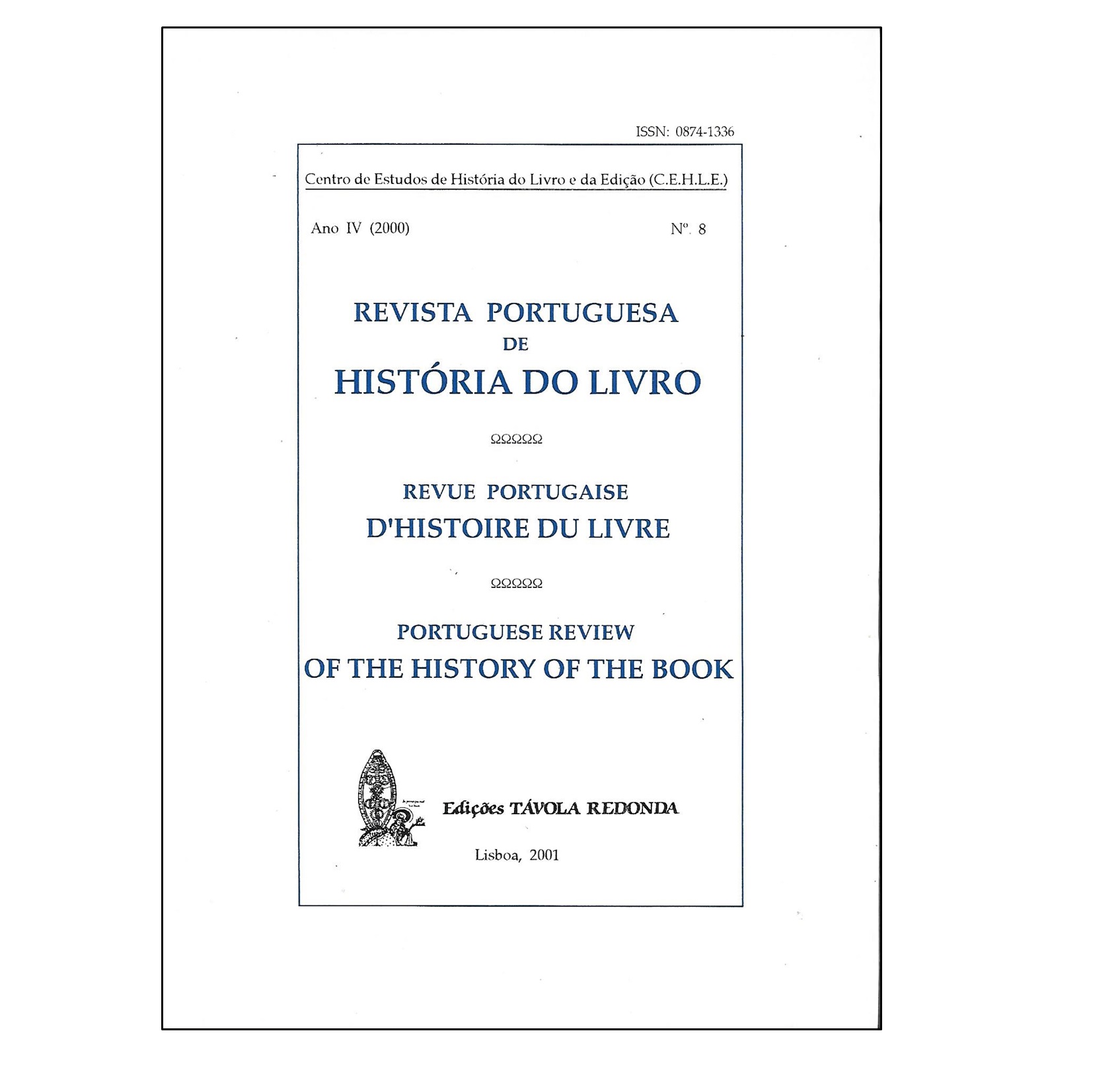 REVISTA PORTUGUESA DE HISTÓRIA DO LIVRO N.º 8