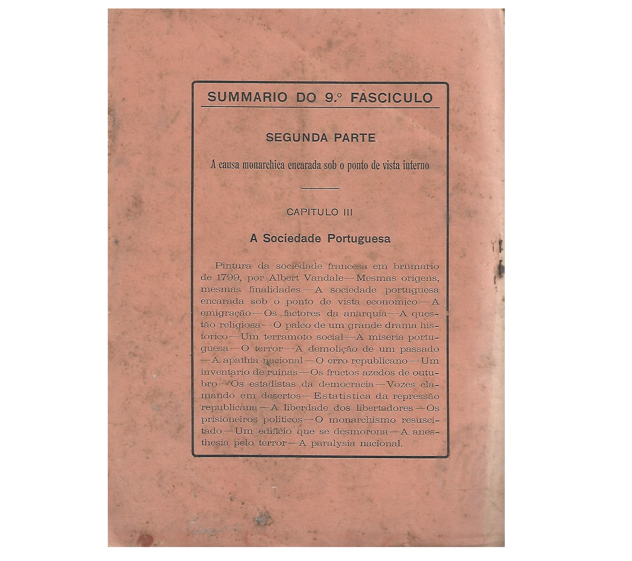 O ESTADO ACTUAL DA CAUSA MONARCHICA. FASCÍCULO Nº 8