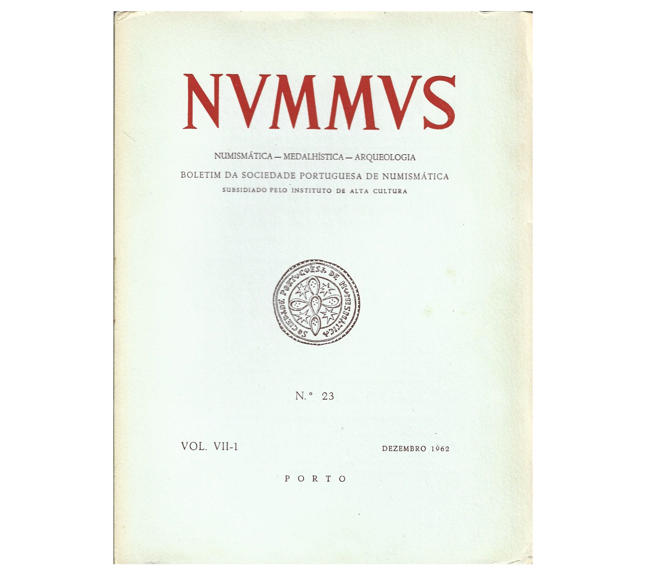 NUMMUS, BOLETIM DA SOCIEDADE PORTUGUESA DE NUMISMÁTICA.  nº 23