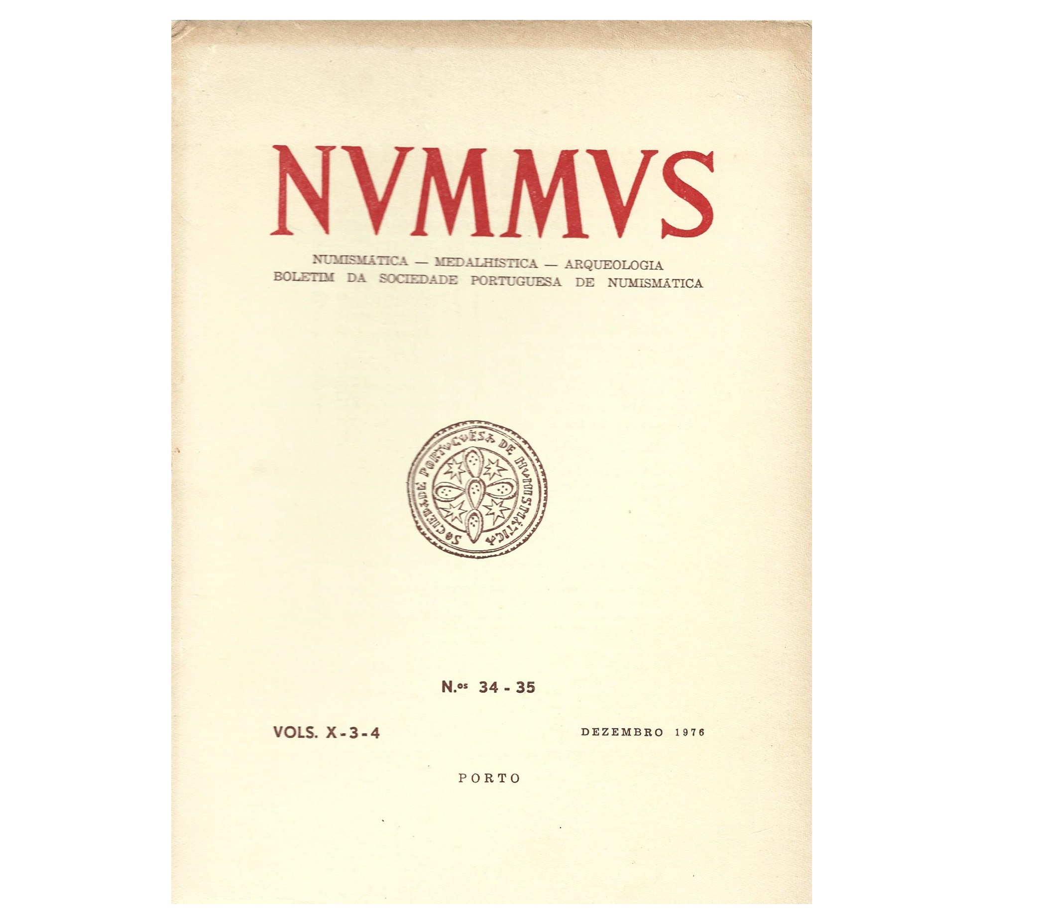 NUMMUS, BOLETIM DA SOCIEDADE PORTUGUESA DE NUMISMÁTICA.  nº 34-35