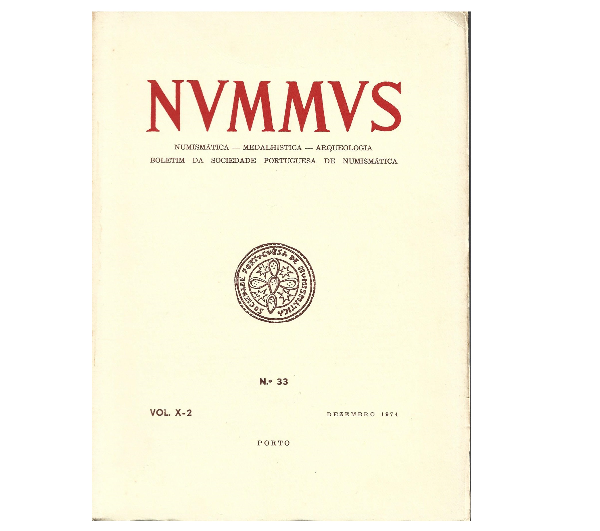 NUMMUS, BOLETIM DA SOCIEDADE PORTUGUESA DE NUMISMÁTICA.  nº 33