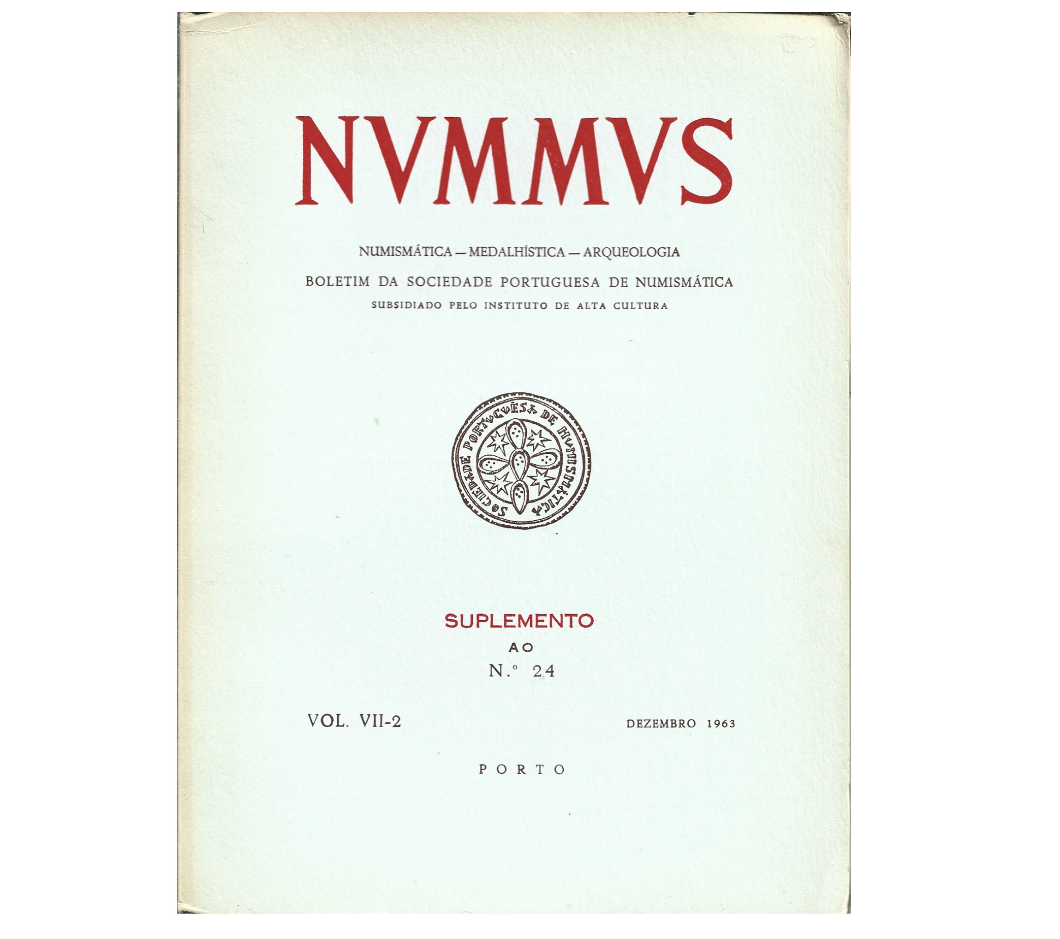 NUMMUS, BOLETIM DA SOCIEDADE PORTUGUESA DE NUMISMÁTICA.  nº 24 - SUPLEMENTO