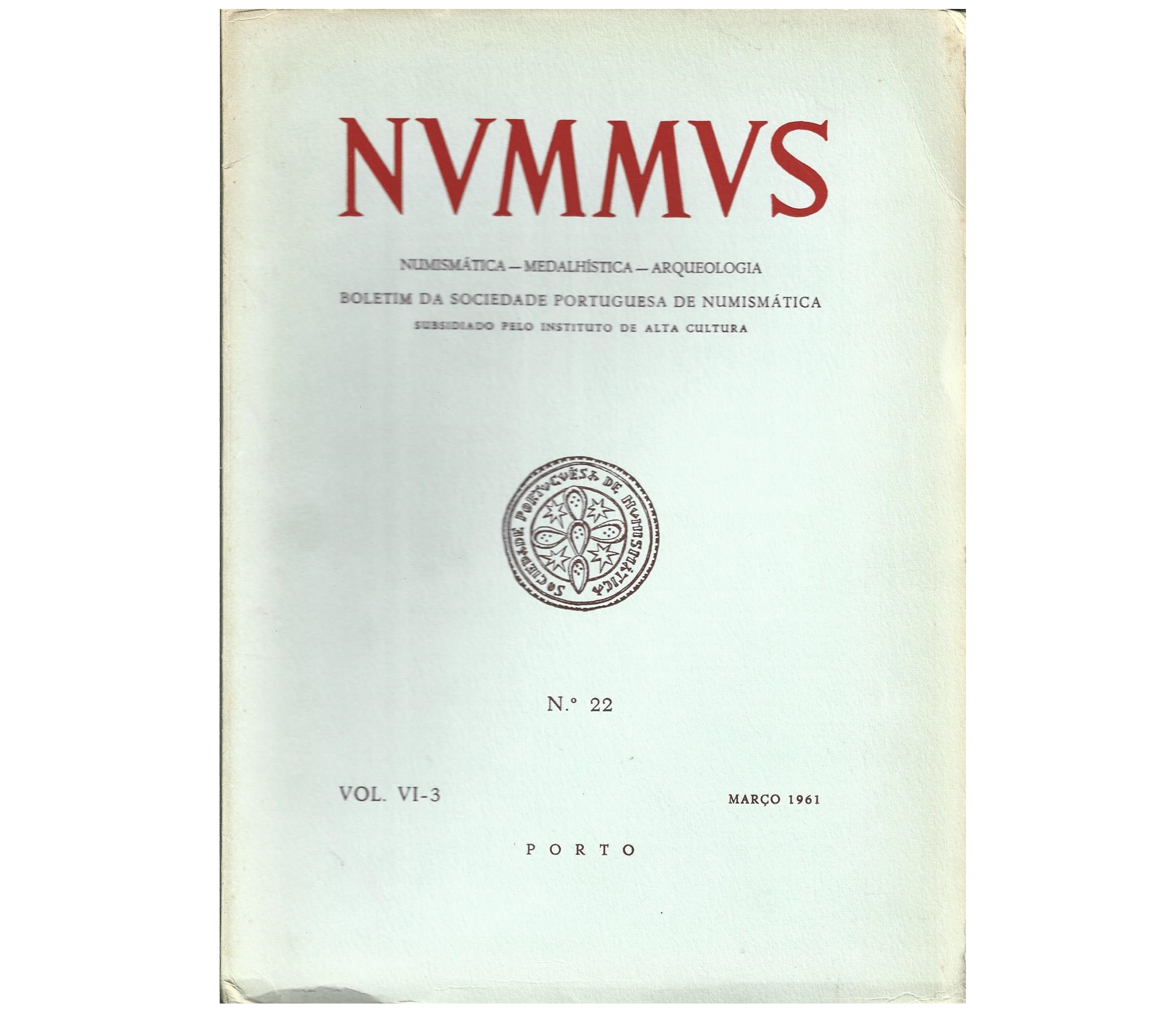 NUMMUS, BOLETIM DA SOCIEDADE PORTUGUESA DE NUMISMÁTICA.  nº 22
