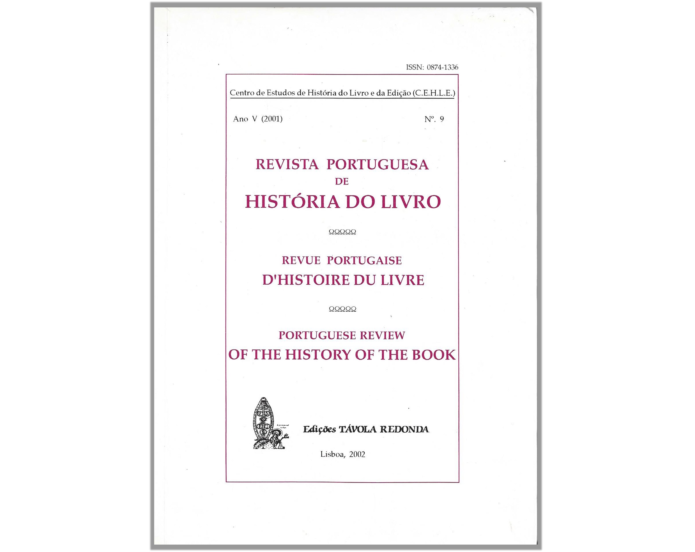 REVISTA PORTUGUESA DE HISTÓRIA DO LIVRO N.º 9