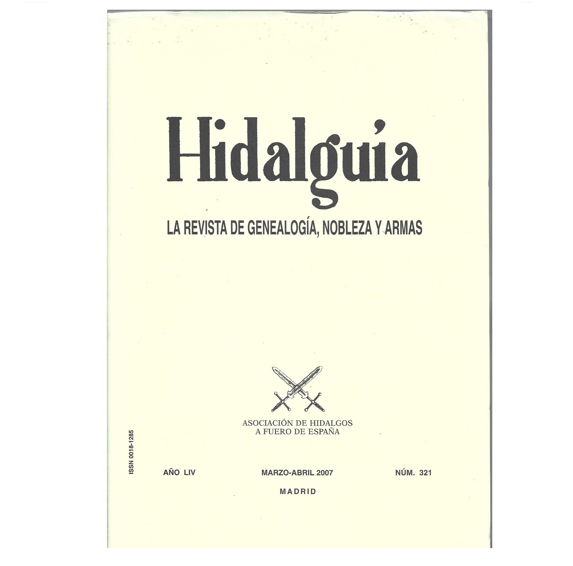 HIDALGUIA, NUM. 321 [GENEALOGIA E HERÁLDICA]