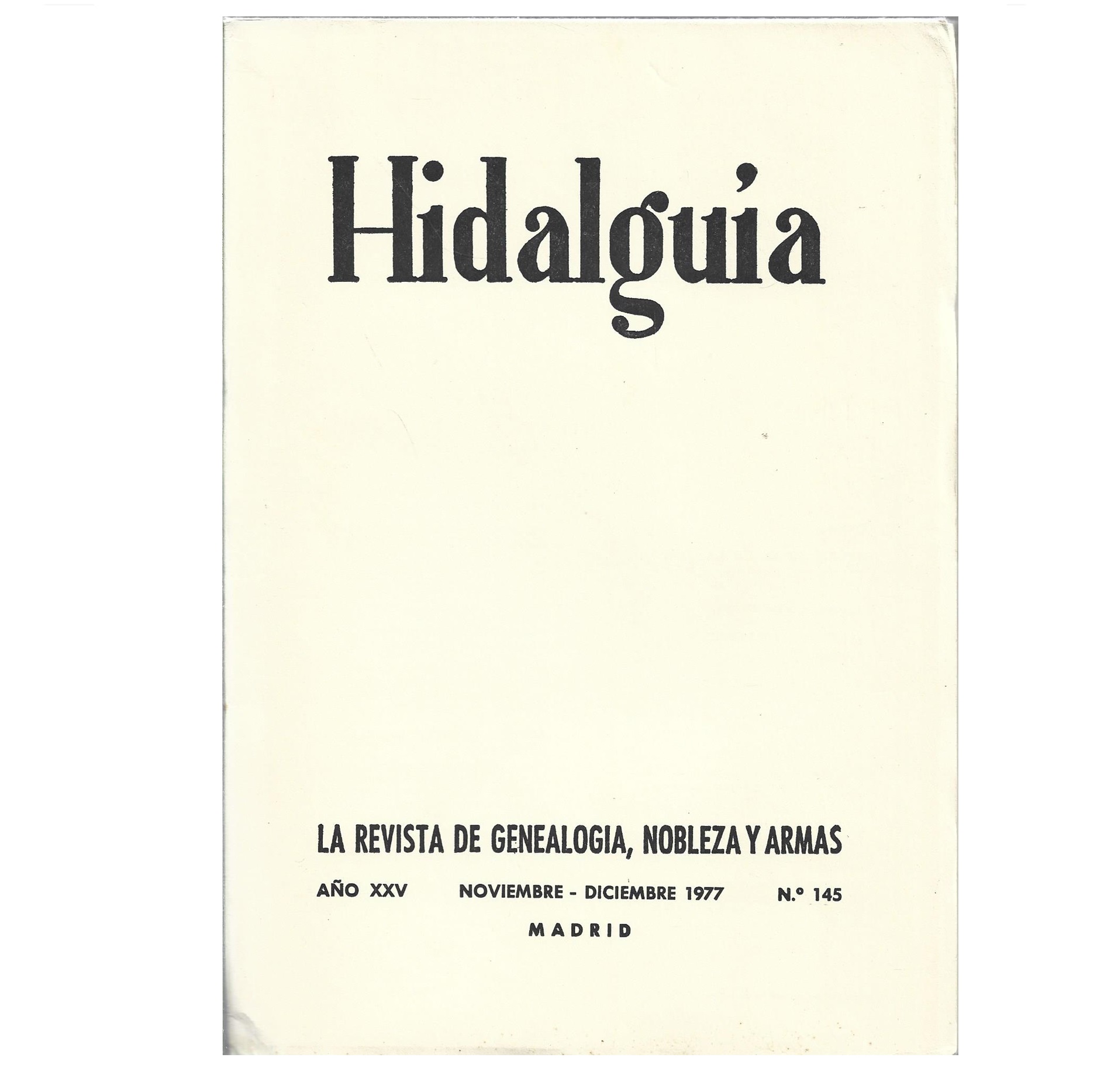 HIDALGUIA, NUM. 145 [GENEALOGIA E HERÁLDICA]