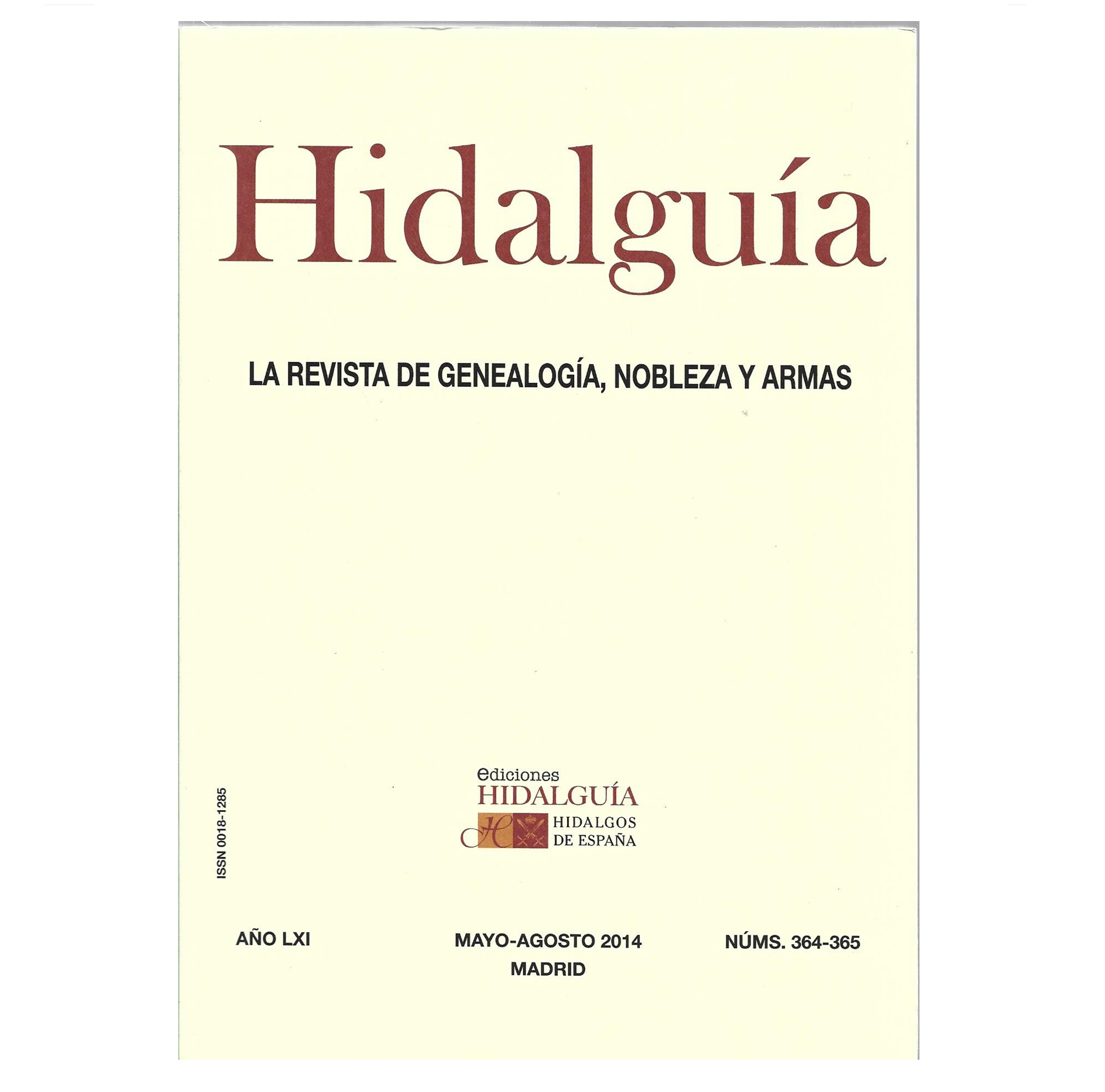 HIDALGUIA, NUM. 364-365 [GENEALOGIA E HERALDICA]