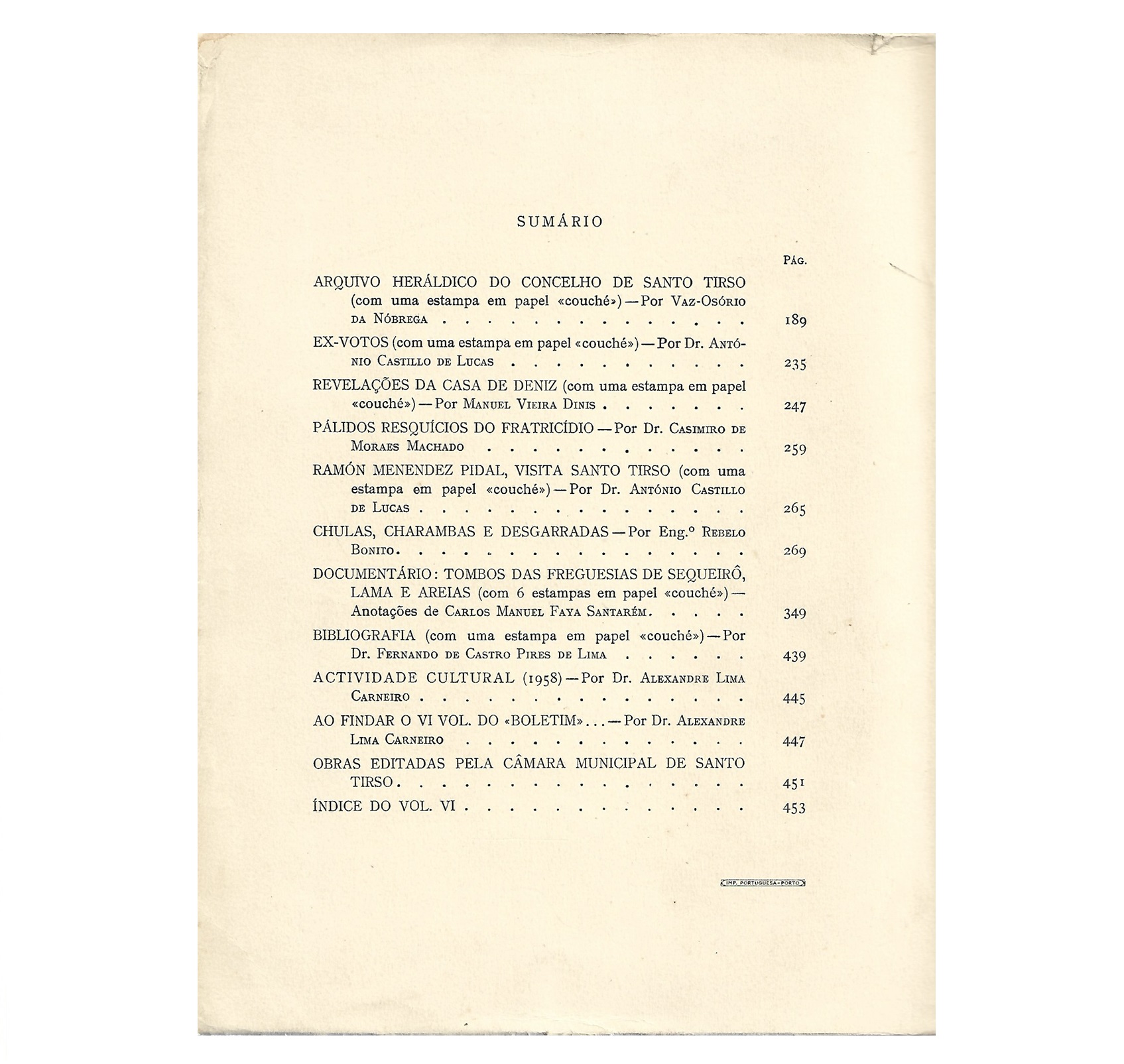 B. C.  SANTO TIRSO 1958 VOL VI- Nº 2-3.
