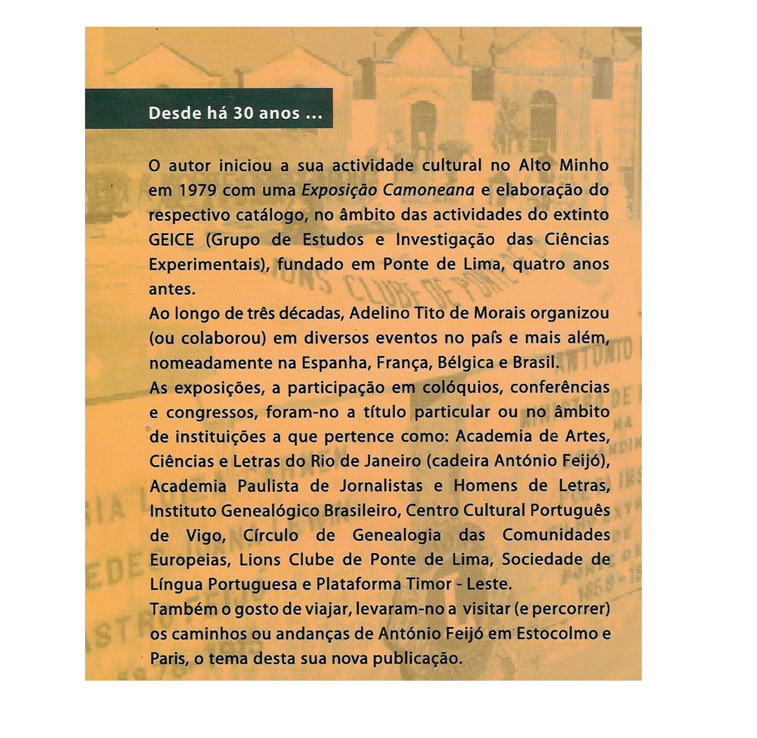 NO RASTO DE ANTÓNIO FEIJÓ EM ESTOCOLMO E PARIS