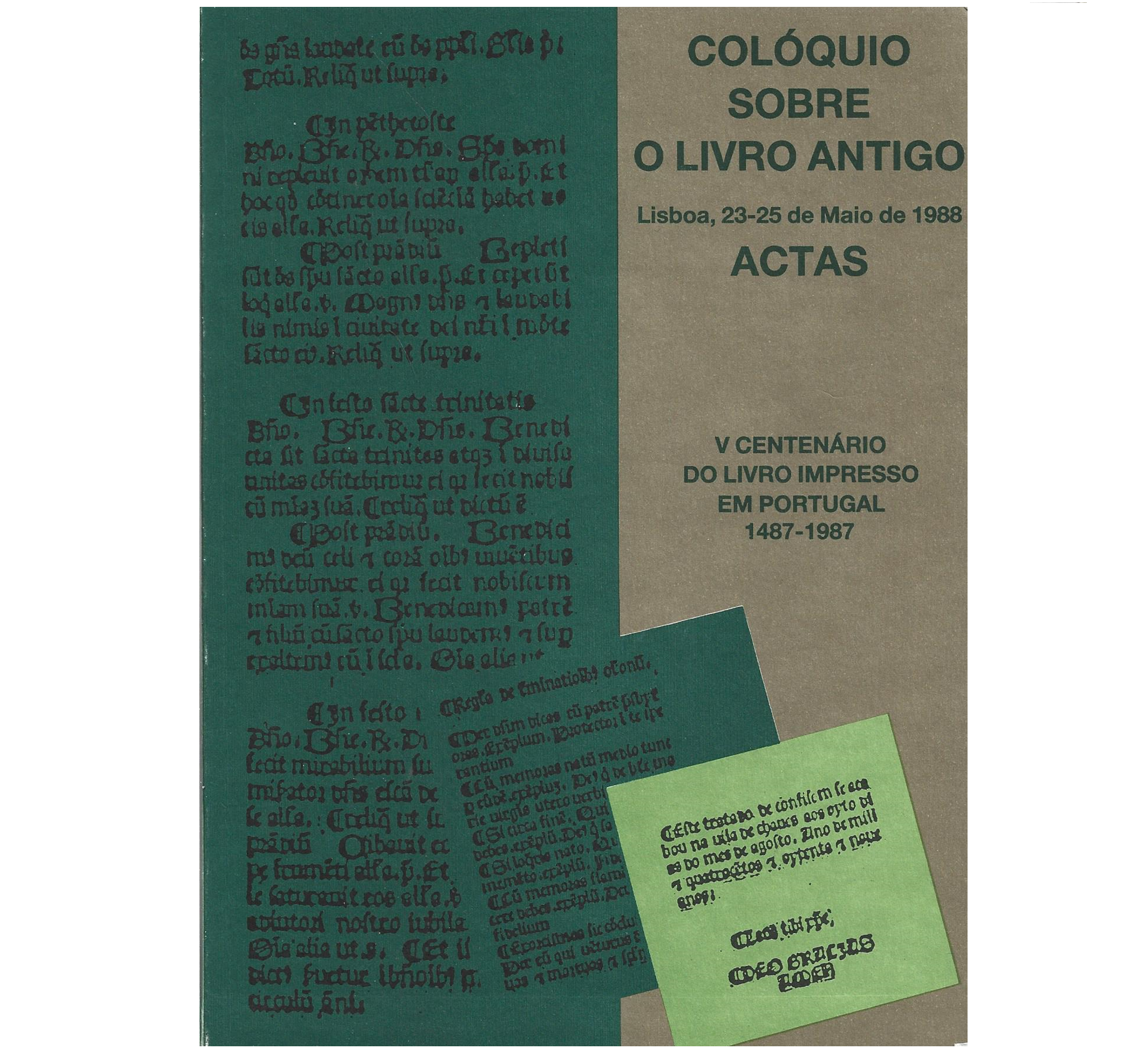 COLÓQUIO SOBRE O LIVRO ANTIGO 