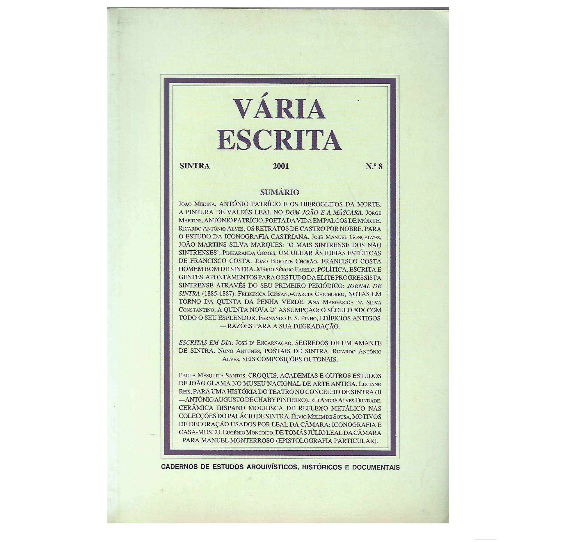 VÁRIA ESCRITA. SINTRA