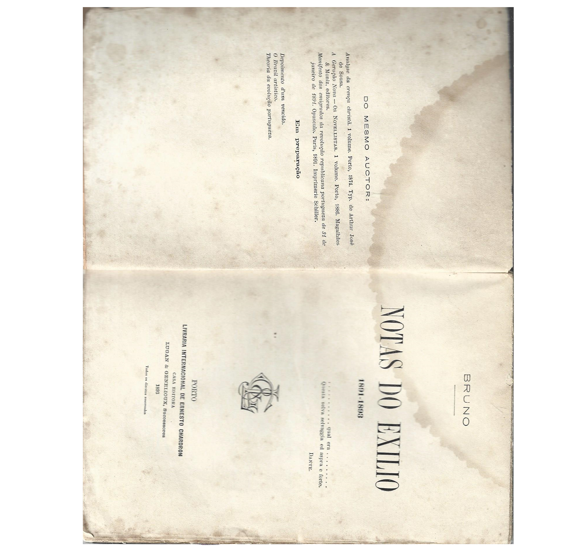 NOTAS DO EXILIO: 1891-1893.