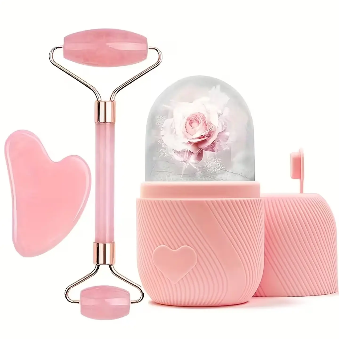 Set Facial 3 en 1: Rodillo, Gua Sha y Molde de Hielo 2