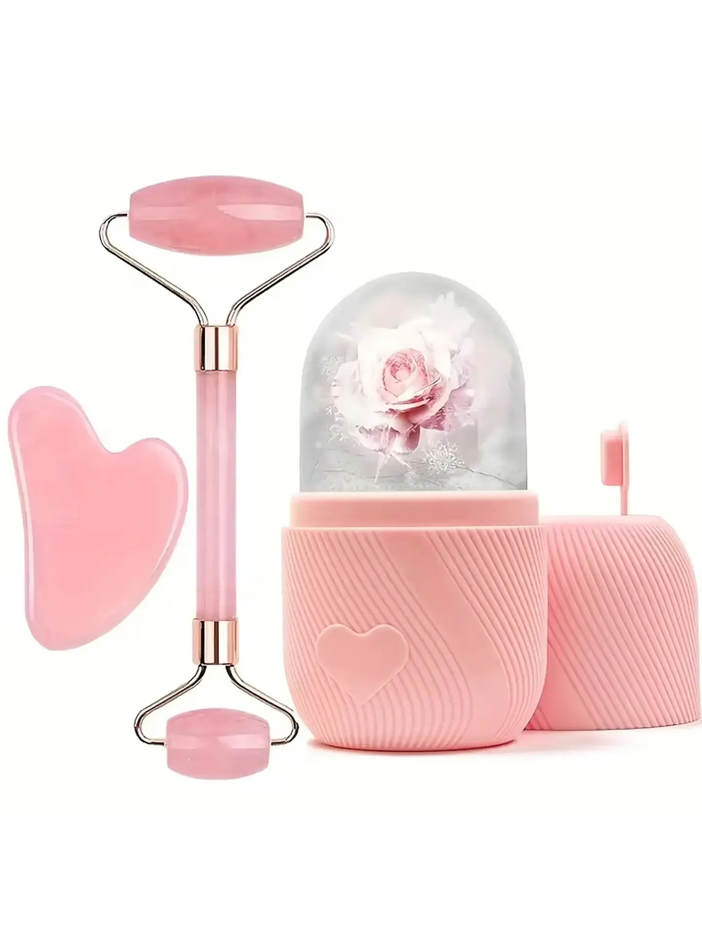 Set Facial 3 en 1: Rodillo, Gua Sha y Molde de Hielo 1
