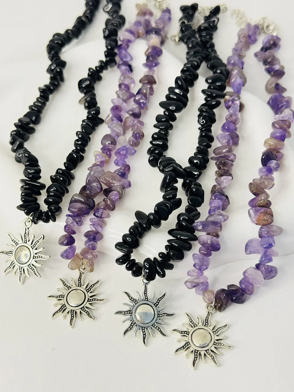 Collar de Piedras Naturales Dije Sol 4