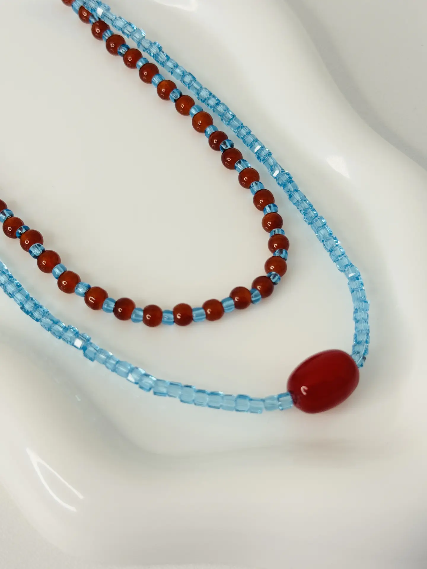 Set x3 Collares Flor Roja Mostacilla 2