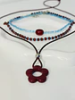 Set x3 Collares Flor Roja Mostacilla - Miniatura 4