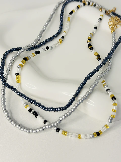 Set X3 Collares Mostacilla Silver