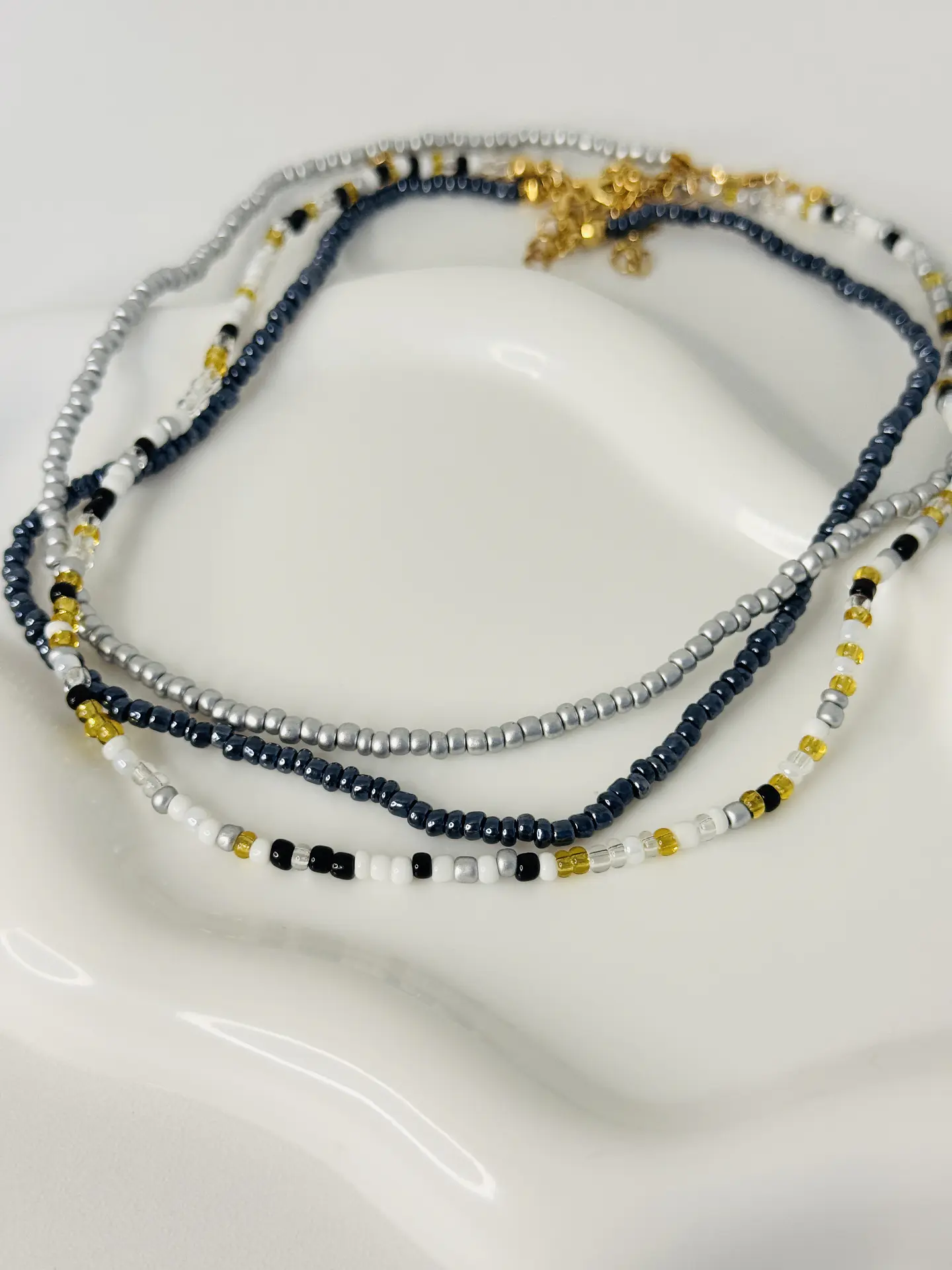 Set X3 Collares Mostacilla Silver 3
