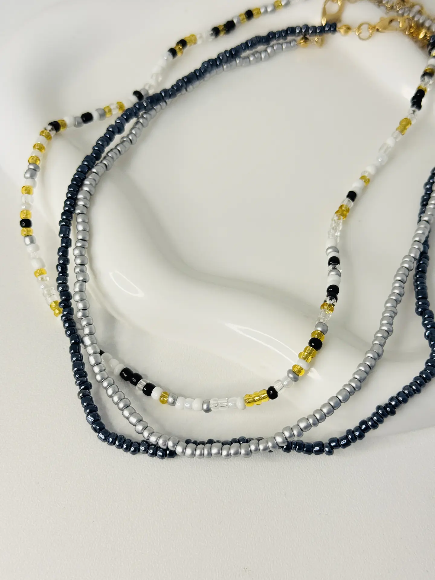 Set X3 Collares Mostacilla Silver 2