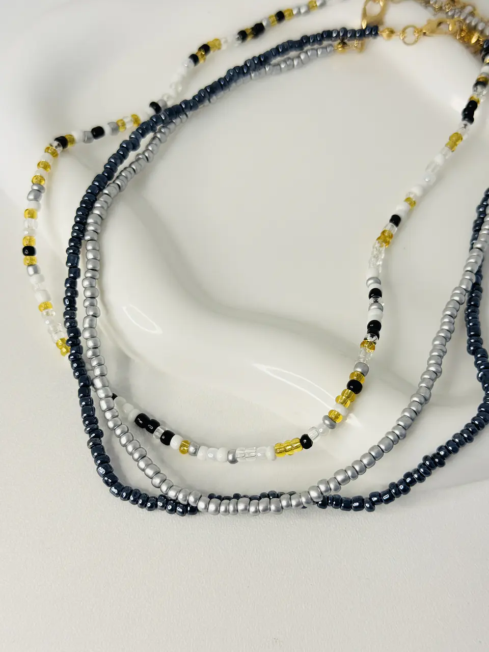 Set X3 Collares Mostacilla Silver 2