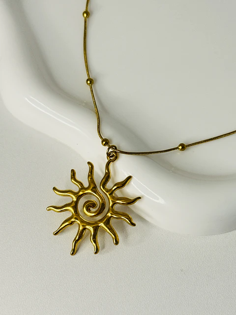 Collar Sol Espiral en Acero Inoxidable