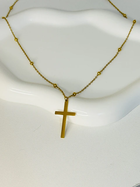 Collar Cruz  en Acero Inoxidable