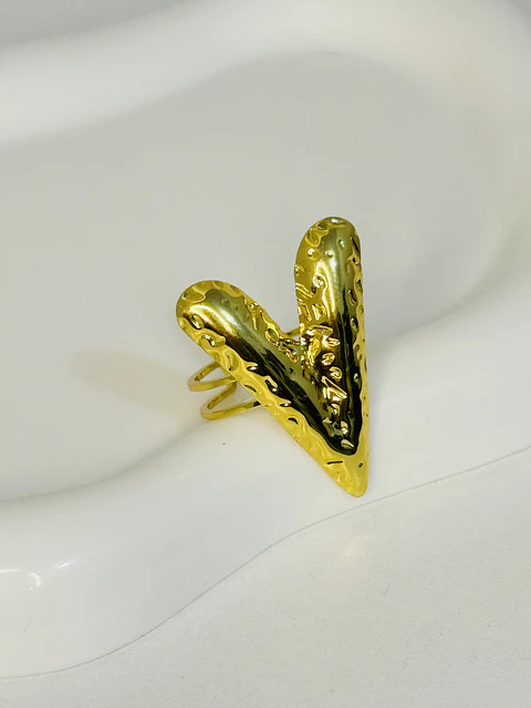 Anillo Corazón Ajustable en Acero 