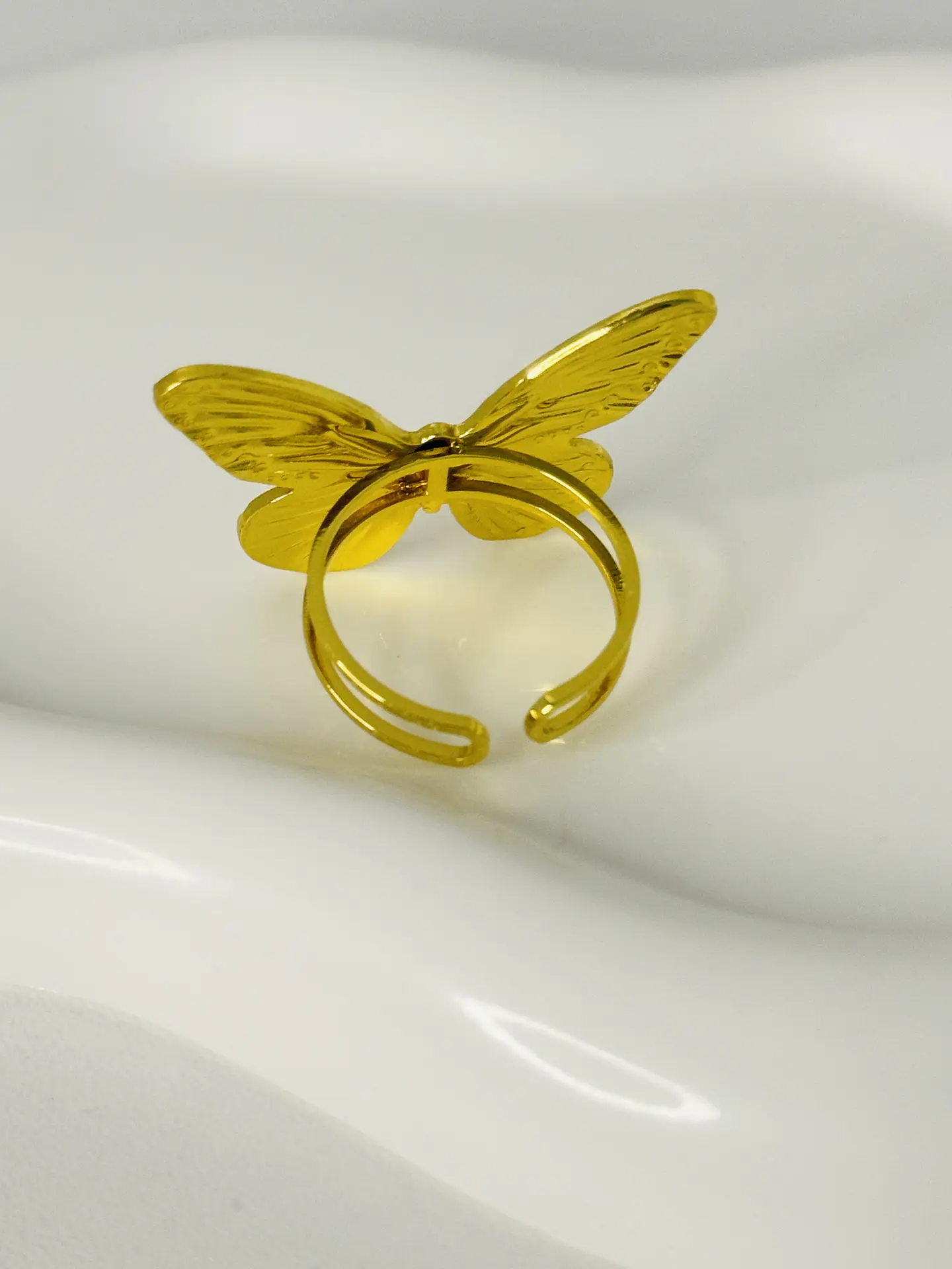 Anillo Mariposa Relief en Acero  2