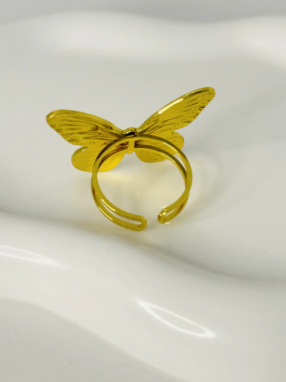 Anillo Mariposa Relief en Acero  2