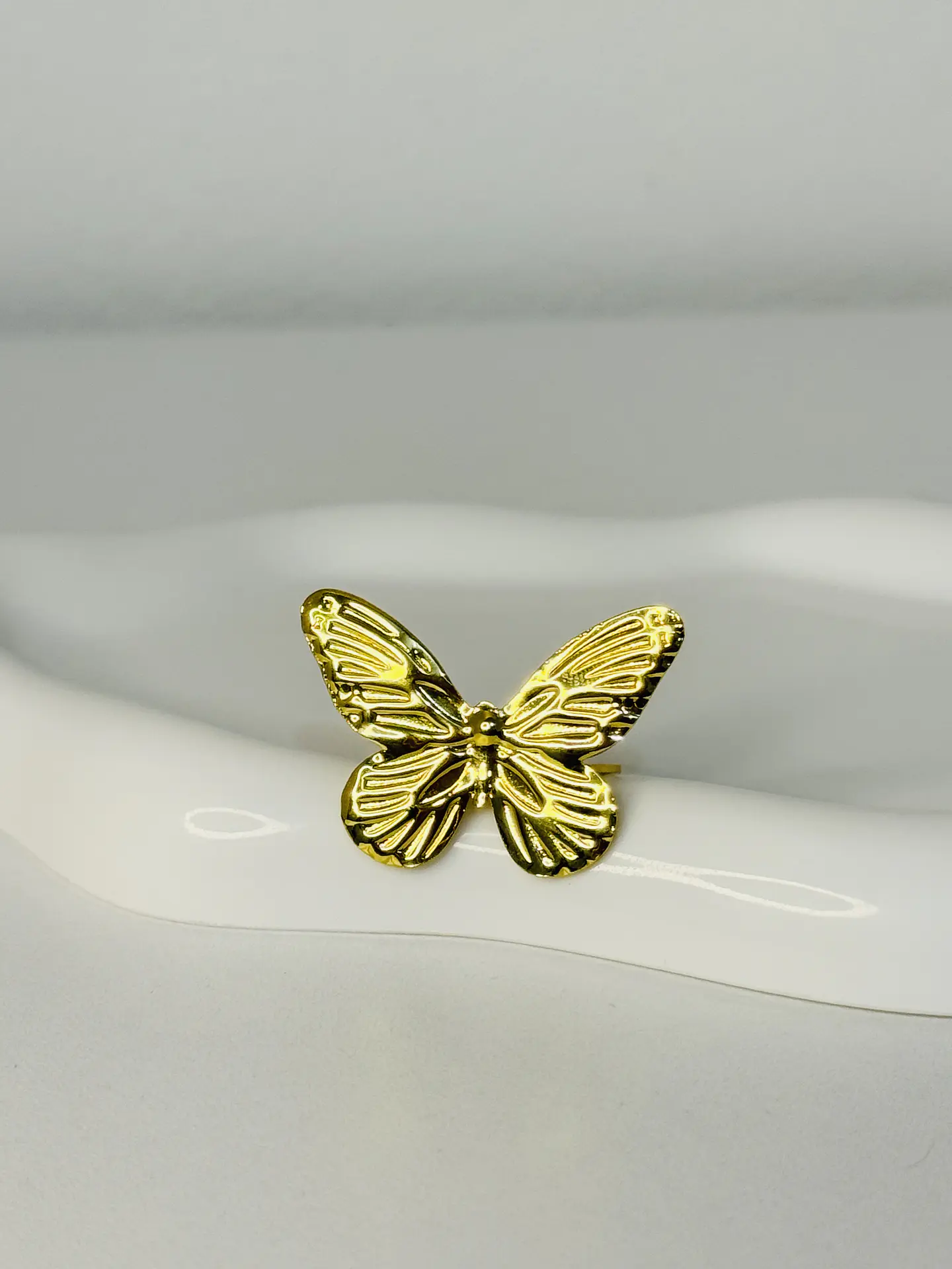 Anillo Mariposa Relief en Acero  1