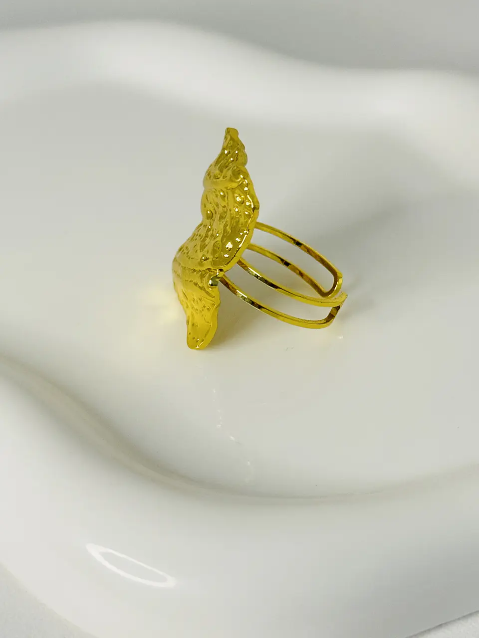 Anillo Placa Martillada en Acero  3