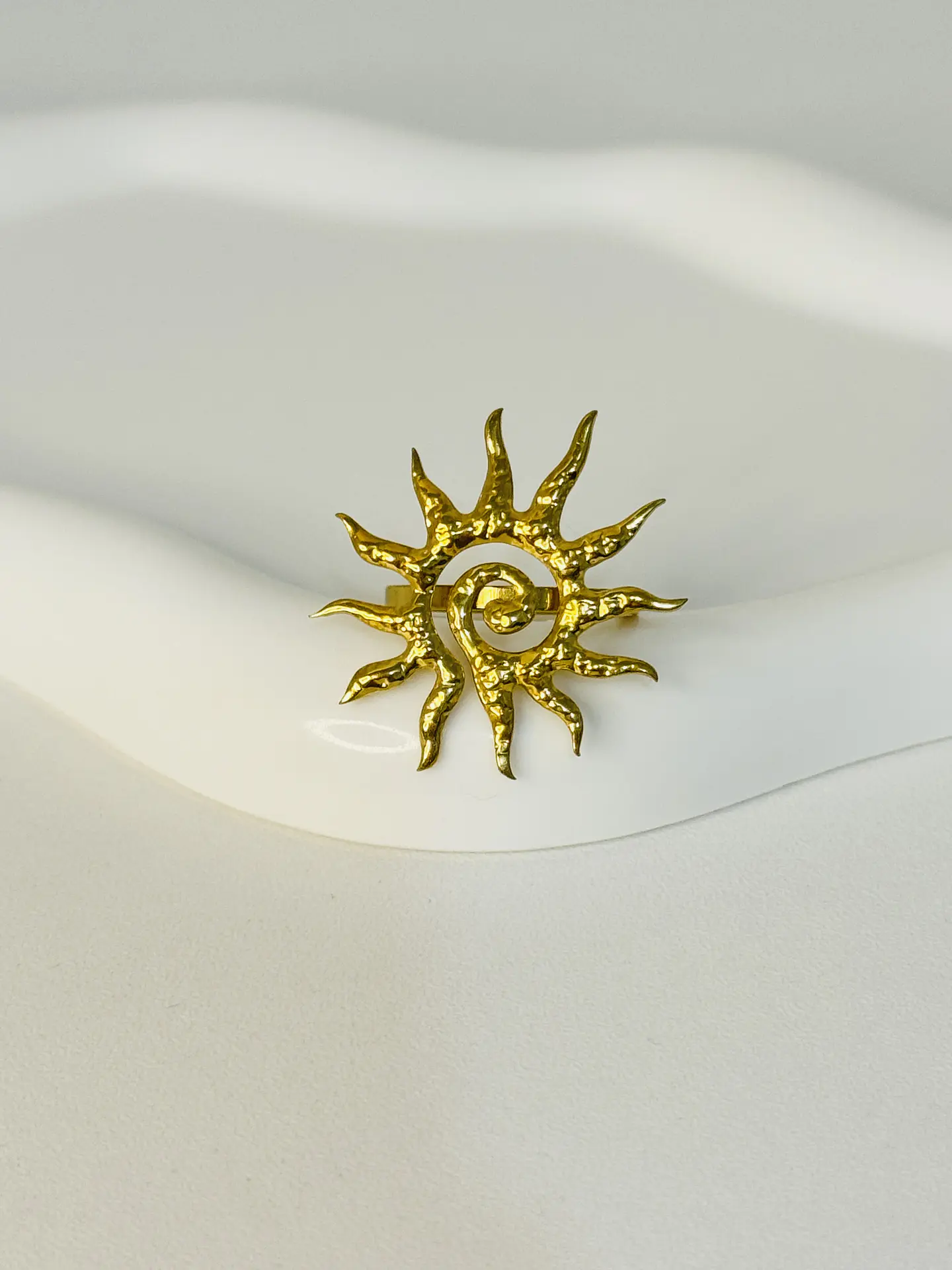 Anillo Sol Espiral en Acero 2