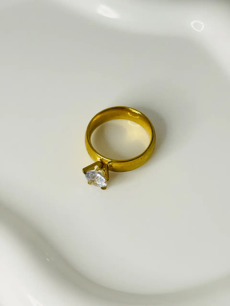 Anillo Solitario Cristal en Acero  5