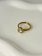 Anillo Solitario Óvalo Cristal en Acero  - Miniatura 1